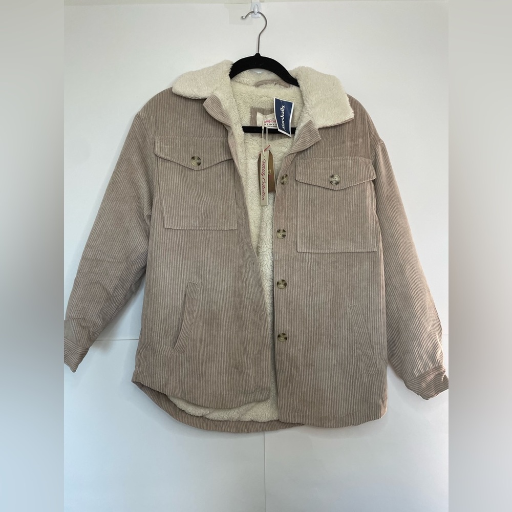 Corduroy fleece button up jacket